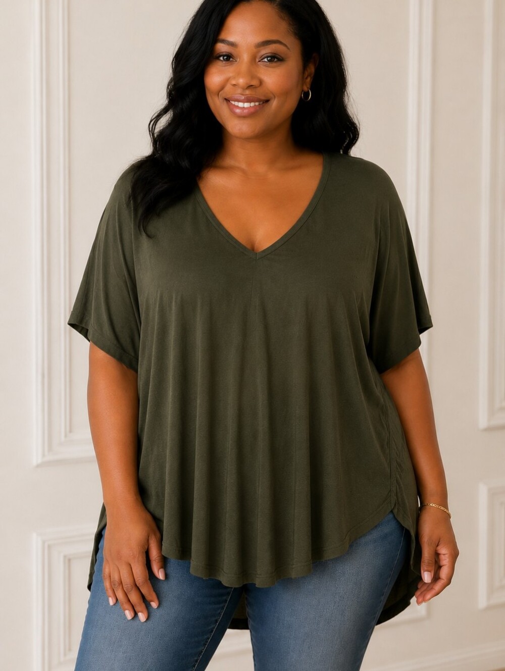 Papillon Batwing Sleeve Flowy Top With Lace Detail - NWT